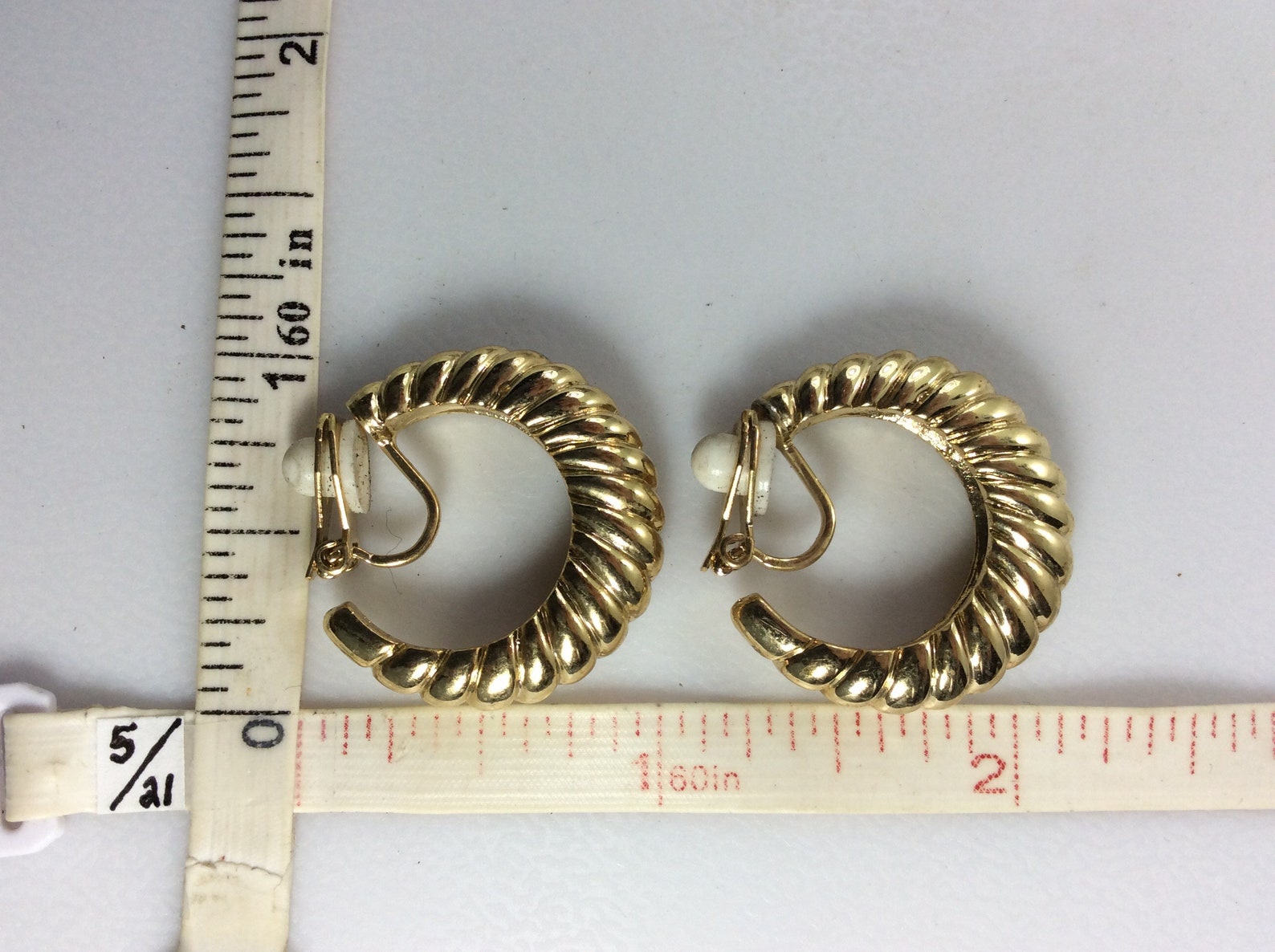 Vintage Clip on Hoop Earrings Gold Toned Twist Design New Old Etsy