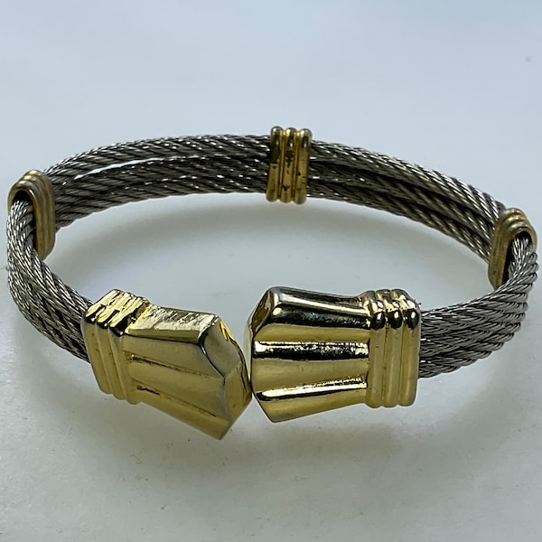 Vintage 8.25” Bracelet With Gold Silver Toned Cables Design Used