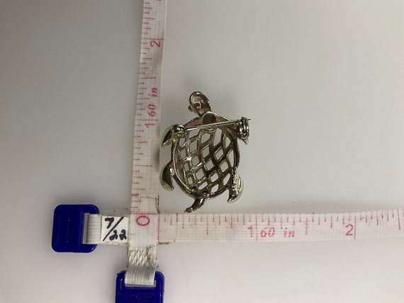 Vintage Pin Brooch Silver Toned Sea Turtle Design… - image 2