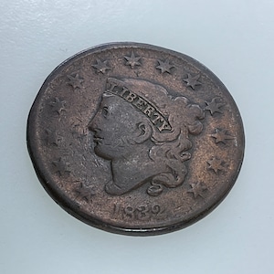 1832 US Large One Cent 13 Stars Coin Money Used