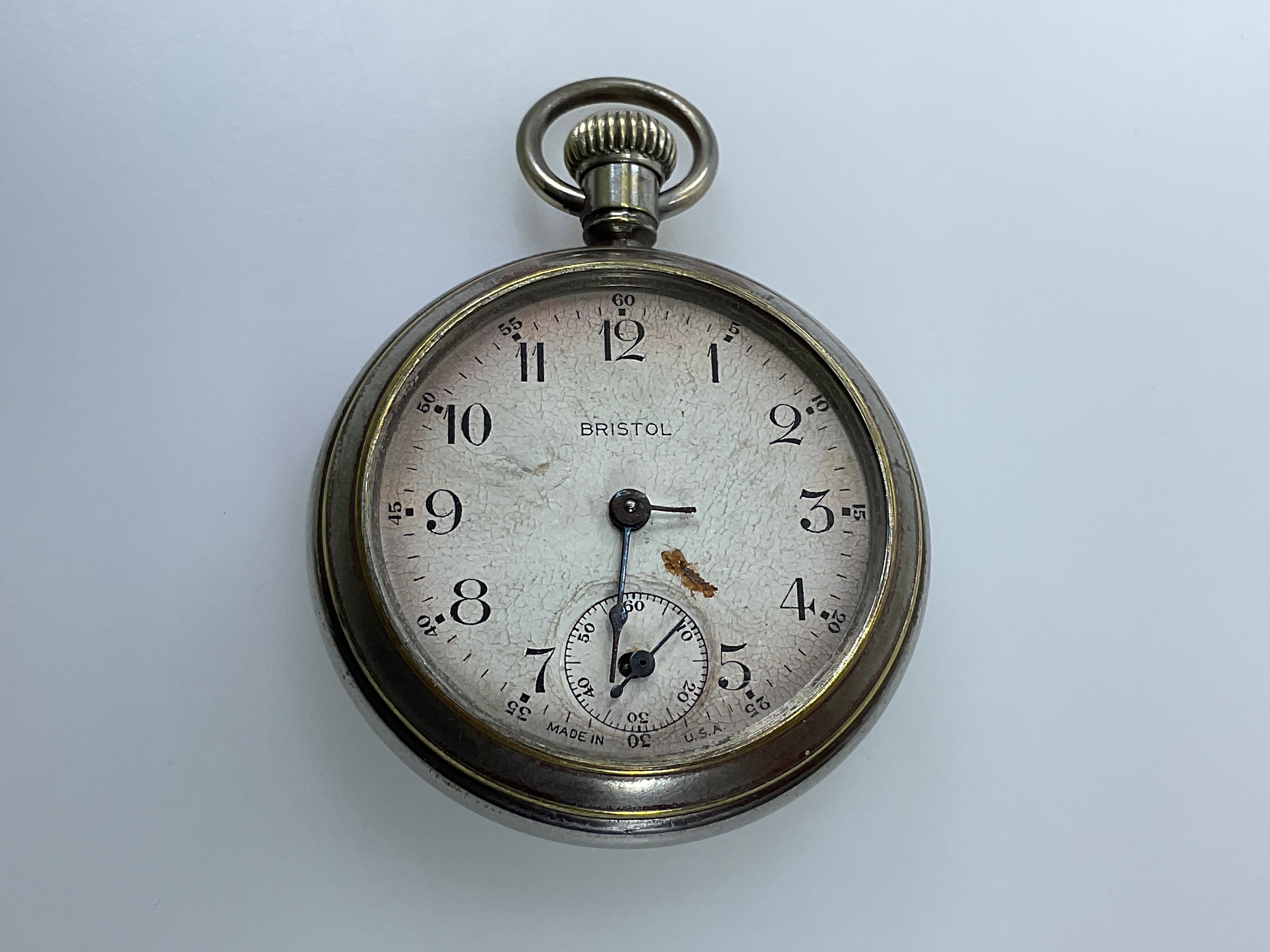 Vintage Bristol Pocket Watch Not Working No Crystal Has Issues as is Used Etsy