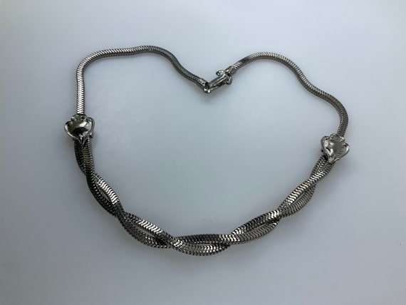 Vintage 15” Necklace Silver Toned Square Snake Ch… - image 1