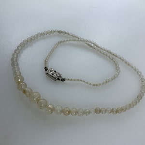 Vintage 27” Necklace With Clear Glass Beads Needs Cleaned Used