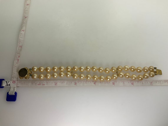 Vintage 7.25” Bracelet 2 Strands With Cream Faux … - image 2