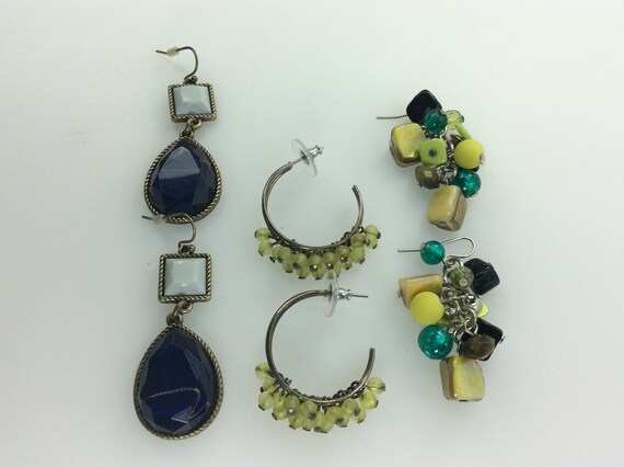Vintage Lot Three Pair Earrings Assorted Designs … - image 1