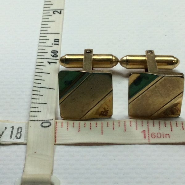Vintage Gold Toned Cuff Links Squares Used