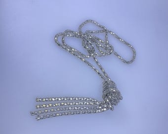 Vintage 32” Necklace Silver Toned Chain With Knot Used