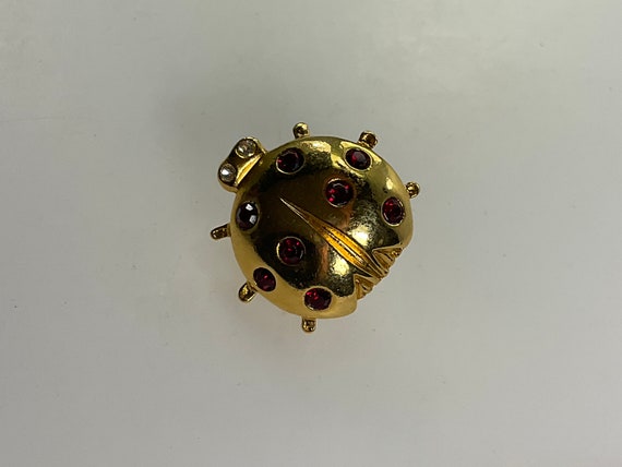 Vintage Avon Pin Brooch Gold Toned Lady Bug With … - image 1