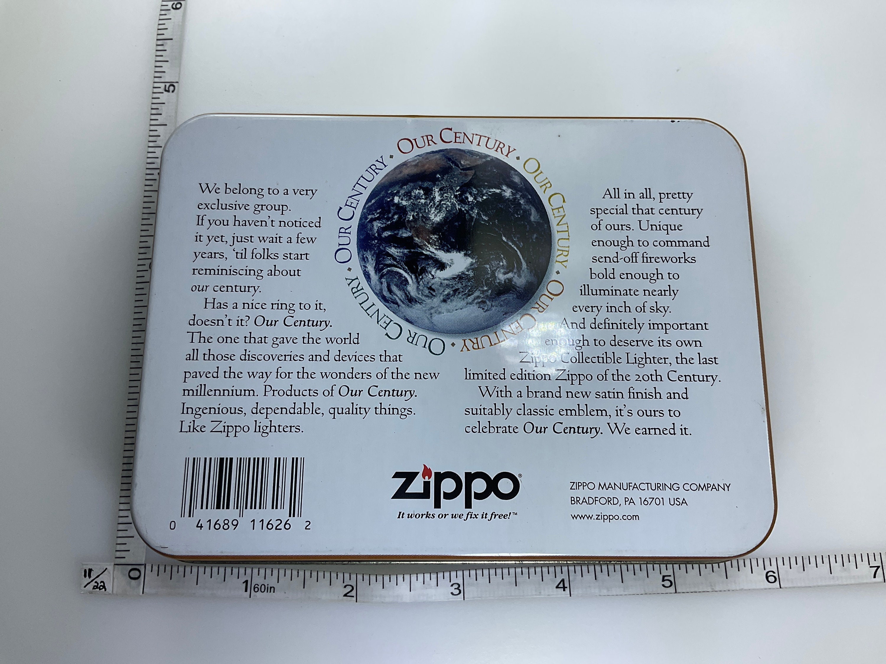 Vintage Zippo Lighter Our Century 2000 Unfired in Box With Broken 