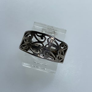 Vintage Ring Size 6.5 Sterling Silver 925 Filigree Needs Cleaned Used