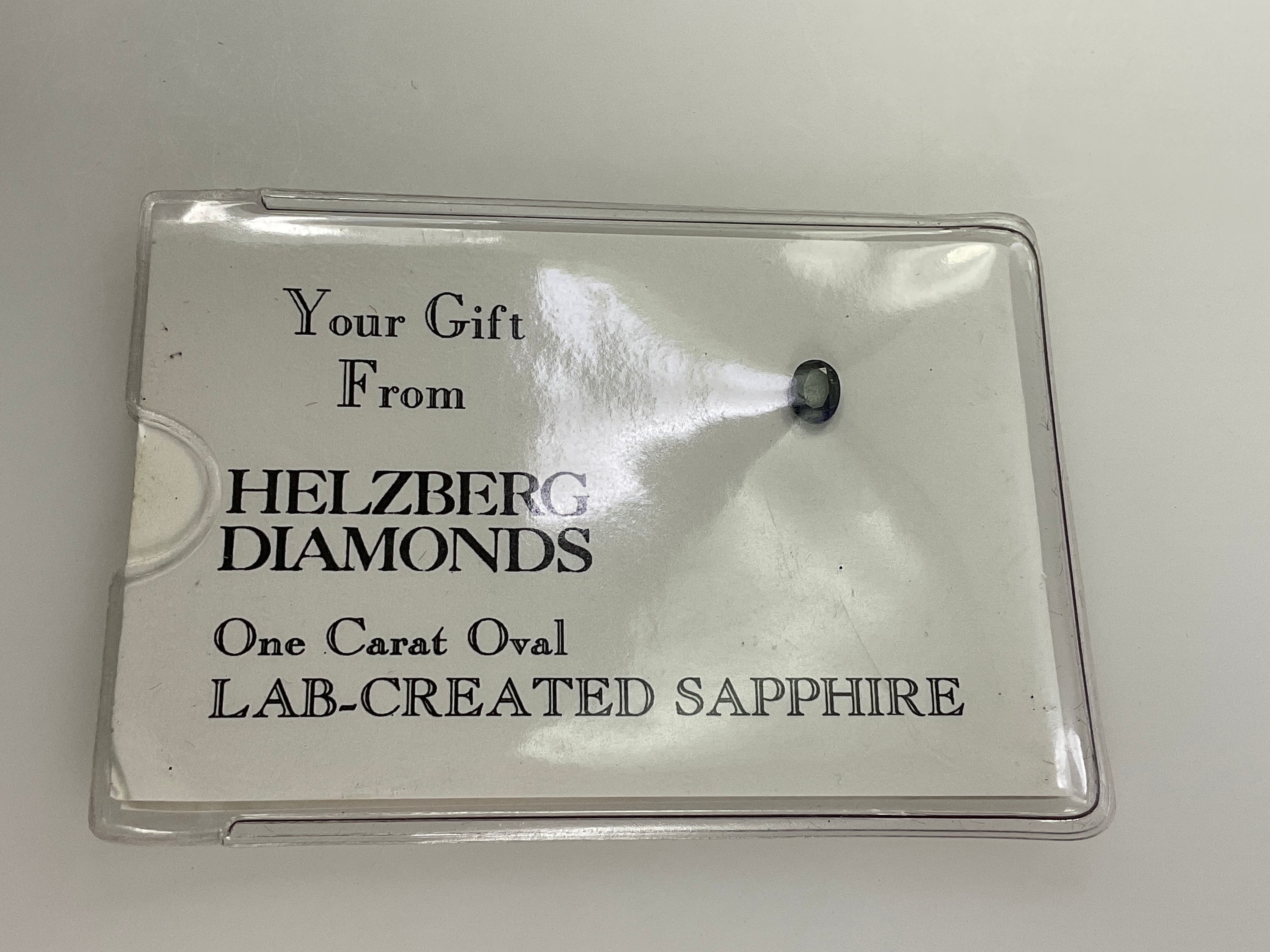 Vintage Helzberg Diamonds One Carat Oval Lab Created Sapphire Used