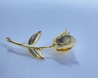 Vintage Gold Toned Pin-Brooch Rose Used