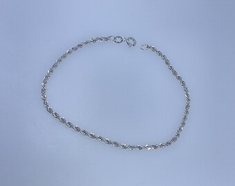 FREE SHIPPING- Vintage 925 Sterling Silver Twisted Rope Bracelet