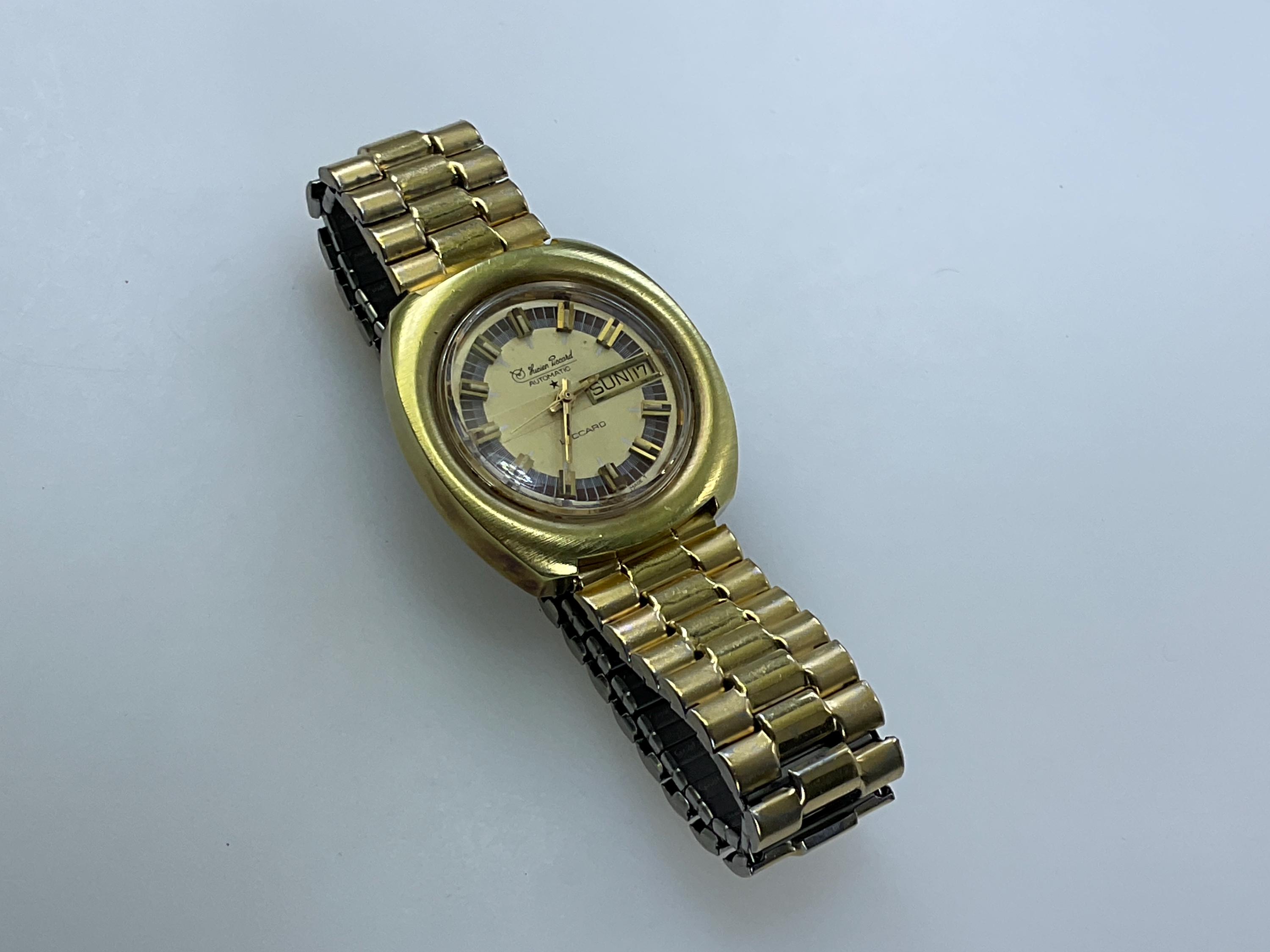 Vintage Lucien Piccard Mens Watch Automatic Luccard Day Date  display picture 2