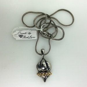 Vintage Park Lane 24&quot; Necklace Silver Gold Toned Pendulum Like Design New Old Stock