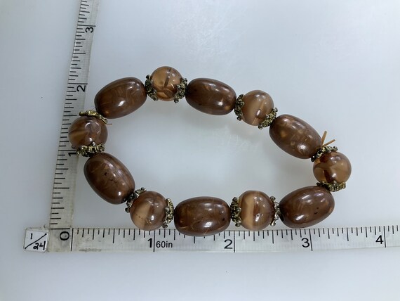 Vintage 7” Bracelet Stretchy With Gold Toned And … - image 2