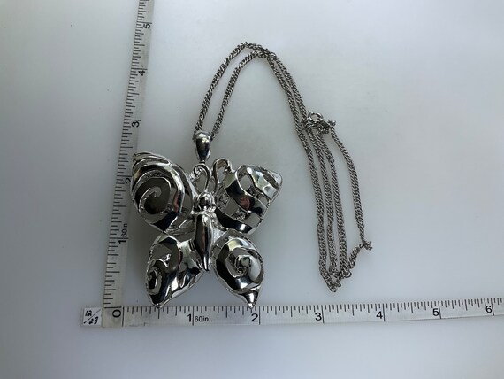 Vintage 22” Necklace Silver Toned Butterfly Used - image 2