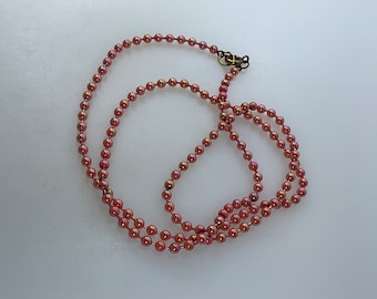 Vintage 24” Necklace With Iridescent Pink Beads Used