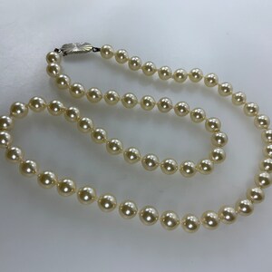 Vintage 18” Necklace With White Faux Pearl Beads Used