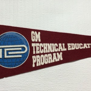 Vintage Pennant GM Technical Education Program Burgundy Blue And White Used