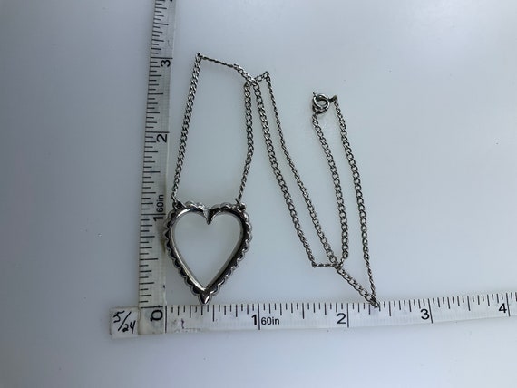 Vintage 16” Necklace Silver Toned Heart With Clea… - image 2