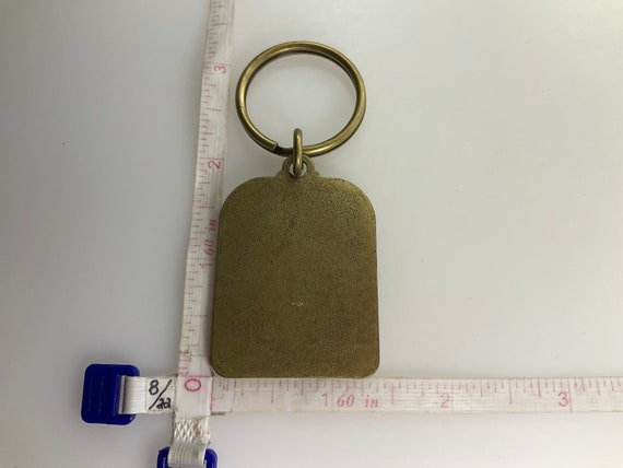 Vintage Keychain Brass Toned Rectangle Imported T… - image 2