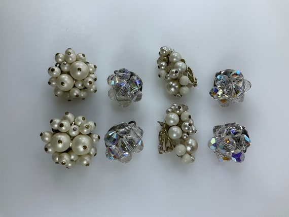Vintage Lot 4 Pair Earrings Assorted Designs Mino… - image 1