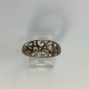 Vintage Ring Size 9.75 Sterling Silver 925 Filigree Design Needs Cleaned Used