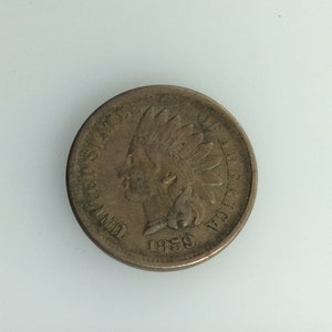 1859 United States Indian Head Full Liberty One Cent Coin Money Used