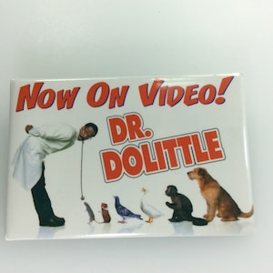 Vintage Pin Back Button TCFFC Dr Doolittle Now On Video 1998 Used