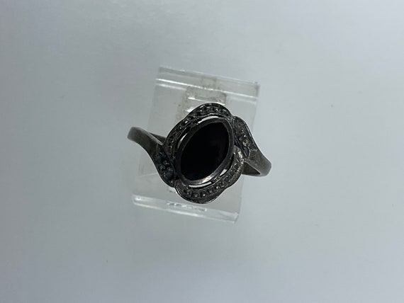 Vintage Ring Size 7.5 Sterling Silver 925 Oval Bl… - image 1