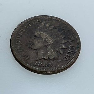 1865 US Indian Head One Cent Coin Money Used