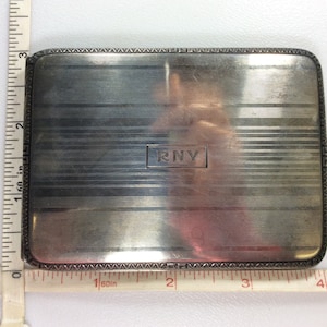 Vintage 925 Sterling Silver 87.8g Cigarette Case Engraved RNY Used