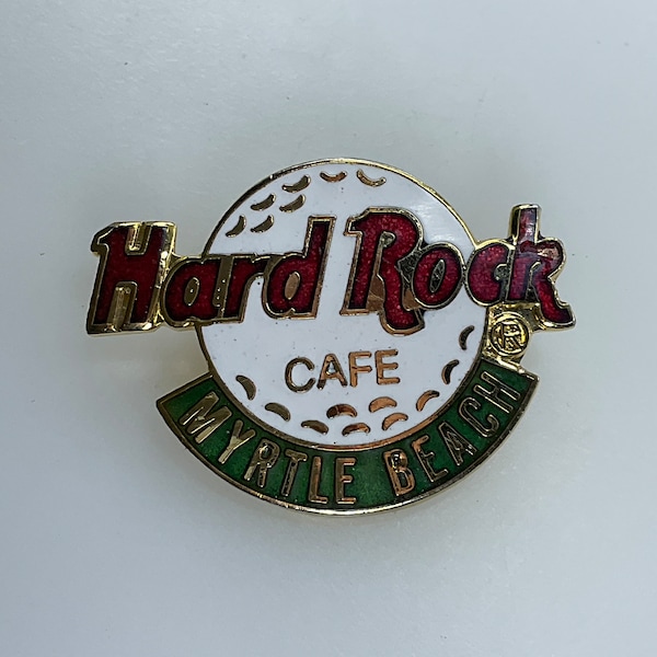 Vintage Pin Brooch Gold Toned Hard Rock Cafe Myrtle Beach Red White Green Enamel Used