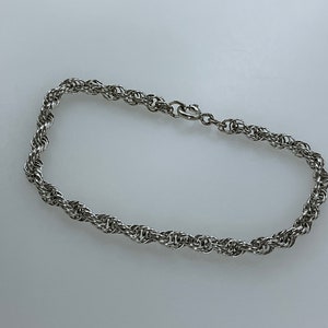 Vintage 7” Bracelet Sterling Silver 925 Twist Rope Chain Used