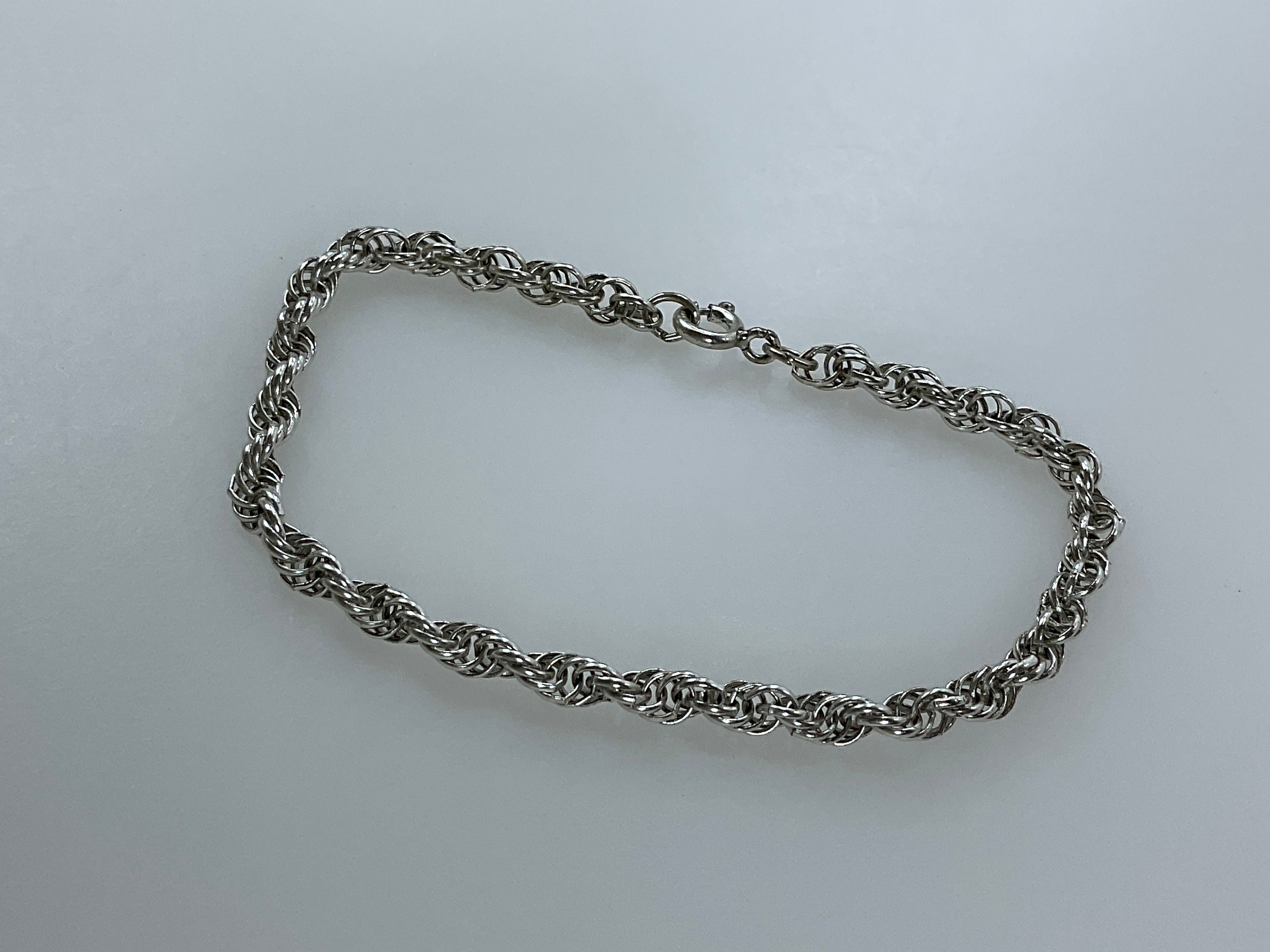 アクセサリー vintage silver925 chain bracelet 925 Sterling Silver Vintage Wide Double Link Bracelet 7