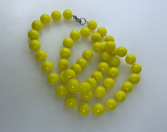 Vintage 23” Necklace With Yellow Plastic Beads Used