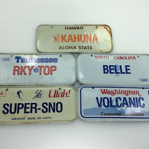 Vintage Lot Of Five License Plates Assorted Wheaties Small States 1989-1990 Used