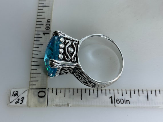 Vintage Ring Size 8 Sterling Silver 925 Square Bl… - image 2