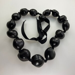 Vintage 24” Necklace With Black Wood Heart Beads Used