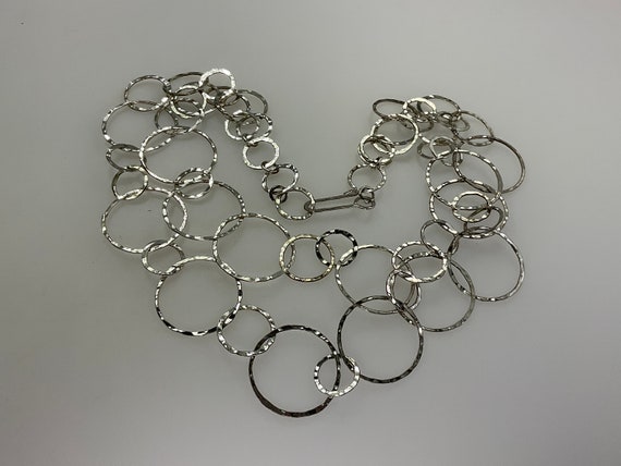 Vintage 18” Necklace Silver Toned 2 Strands Hamme… - image 1