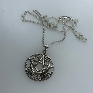 Vintage 18” Necklace Sterling Silver 925 Round With Celtic Knots And Pentacle Used