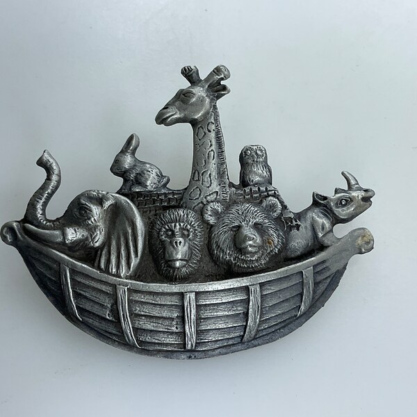 Vintage Spoontiques Pin Brooch Pewter Noahs Ark Used