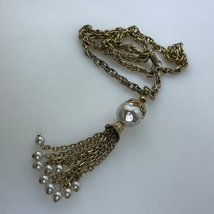 Vintage Park Lane 24” Necklace Gold Toned Chain With White Pearly Beads Used