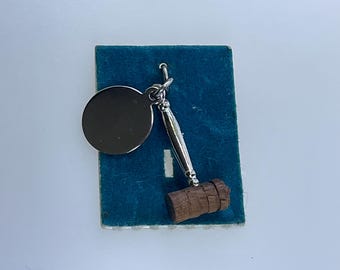 WW1 Fumsup Good Luck Charm. Silver and Wood 'touch Wood' Lucky