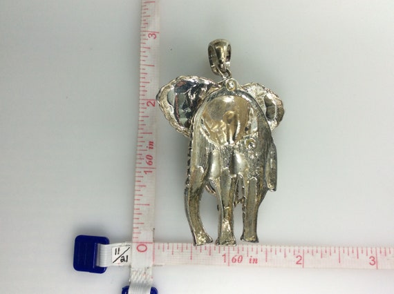 Vintage Pendant Silver Toned Elephant Design With… - image 2