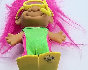 Vintage Russ Scuba Diver With Neon Pink Hair, Flippers And Mask Used