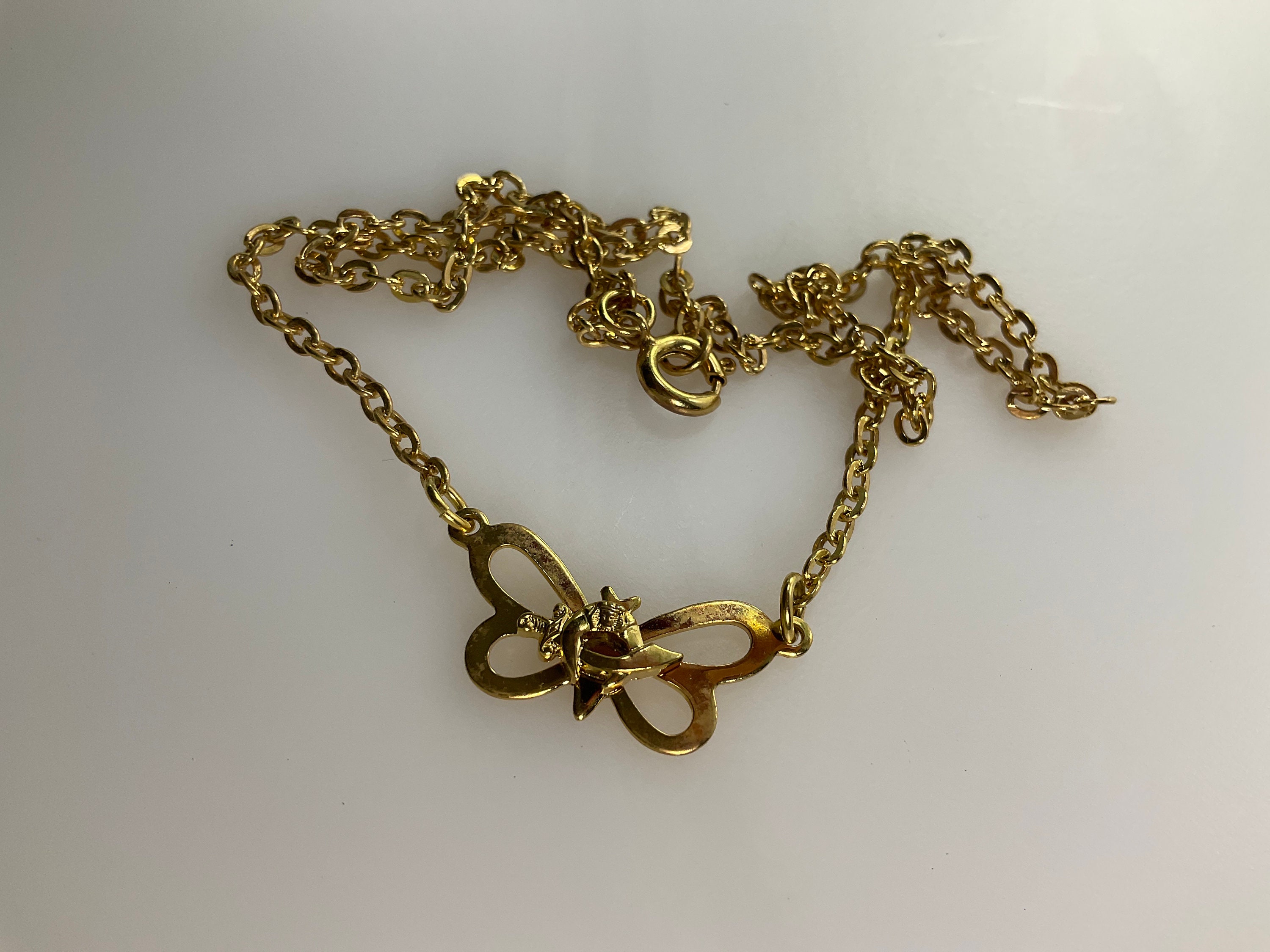 Vintage 16” Gold Toned Butterfly With Shriner Logo Crescent And Sword Used