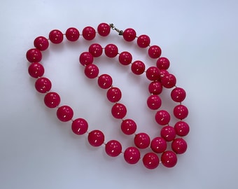 Vintage 18” Necklace With Pink Plastic Beads Used