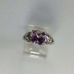 Vintage Ring Size 7.25 Sterling Silver 925 Square Design With Amethyst Needs Cleaned Used